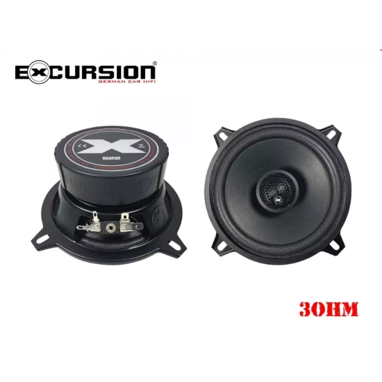 Excursion SHX-522  2-drożne współosiowe głośniki samochodowe o średnicy 130mm, tweetery 19mm - 3ohm, 60/150W, 89dB, 55-20000Hz, głębokość 57mm